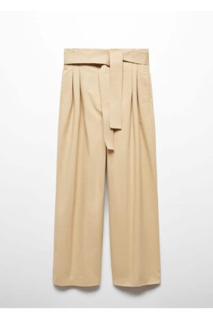 شلوار بژ فاق نرمال زنانه مانگو 57074434