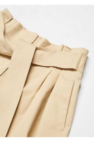 شلوار بژ فاق نرمال زنانه مانگو 57074434