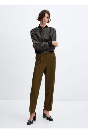 شلوار سبز فاق نرمال زنانه مانگو 57076315