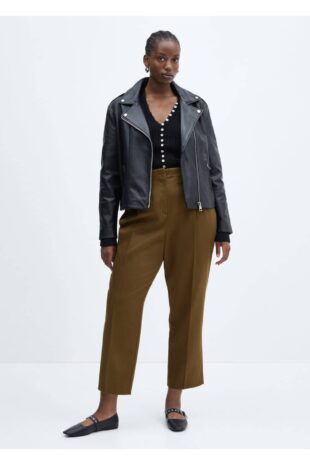 شلوار سبز فاق نرمال زنانه مانگو 57076315