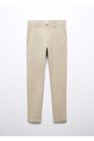 شلوار بژ فاق نرمال مردانه مانگو 57084017