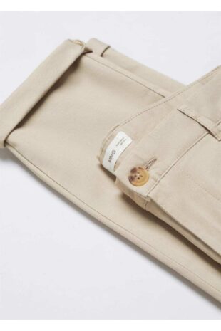 شلوار بژ فاق نرمال مردانه مانگو 57084017