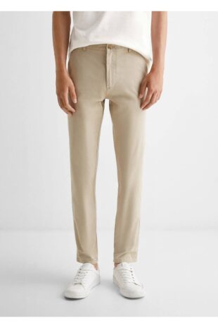 شلوار بژ فاق نرمال مردانه مانگو 57084017