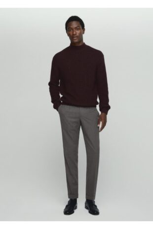 شلوار خاکستری فاق نرمال مردانه مانگو 57028266