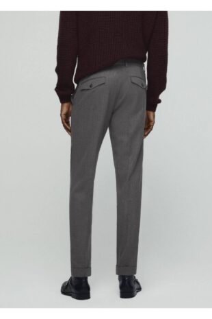 شلوار خاکستری فاق نرمال مردانه مانگو 57028266