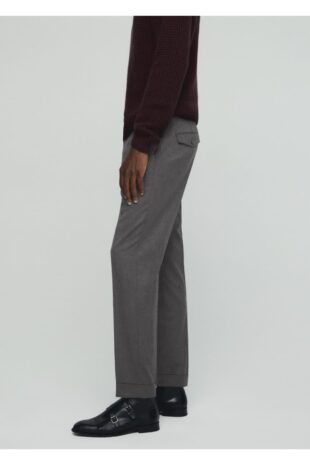 شلوار خاکستری فاق نرمال مردانه مانگو 57028266