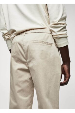 شلوار بژ فاق نرمال مردانه مانگو 57034388