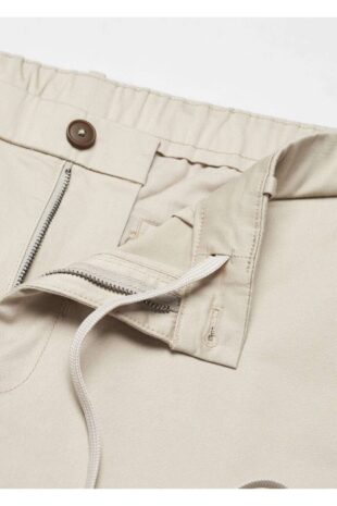 شلوار بژ فاق نرمال مردانه مانگو 57034388