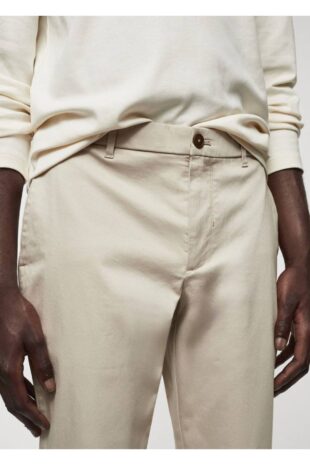شلوار بژ فاق نرمال مردانه مانگو 57034388