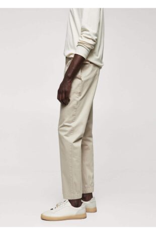 شلوار بژ فاق نرمال مردانه مانگو 57034388