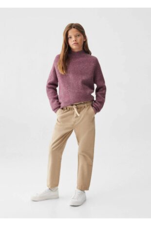 شلوار بژ فاق نرمال دخترانه مانگو 57054779