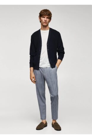 شلوار خاکستری فاق نرمال مردانه مانگو 57044390