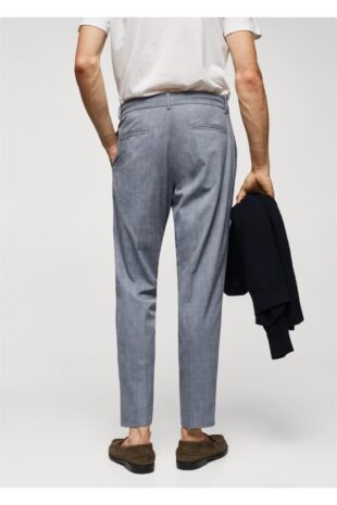 شلوار خاکستری فاق نرمال مردانه مانگو 57044390
