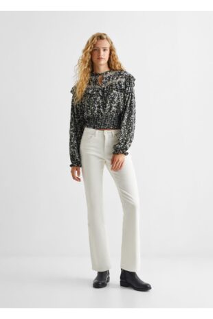 شلوار بژ فاق نرمال زنانه مانگو 57025983