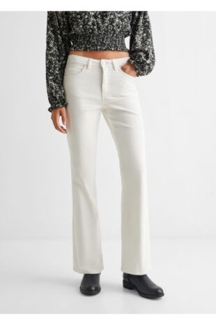 شلوار بژ فاق نرمال زنانه مانگو 57025983