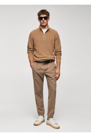 شلوار بژ فاق نرمال مردانه مانگو 57046710