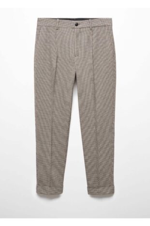 شلوار قهوه ای فاق نرمال مردانه مانگو 57067705