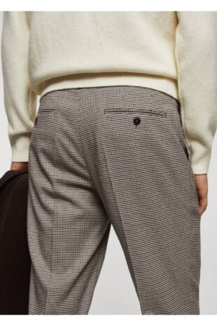 شلوار قهوه ای فاق نرمال مردانه مانگو 57067705