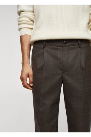 شلوار بژ فاق نرمال مردانه مانگو 57077704