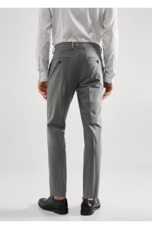 شلوار خاکستری فاق نرمال مردانه مانگو 57000550