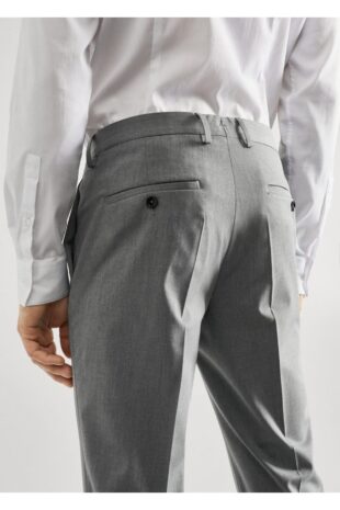 شلوار خاکستری فاق نرمال مردانه مانگو 57000550