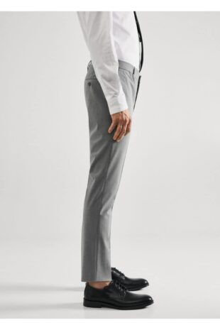 شلوار خاکستری فاق نرمال مردانه مانگو 57000550