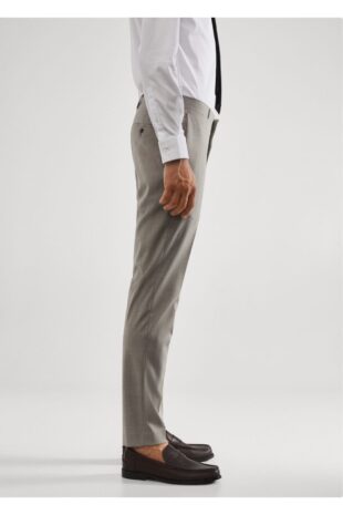 شلوار بژ فاق نرمال مردانه مانگو 57010670