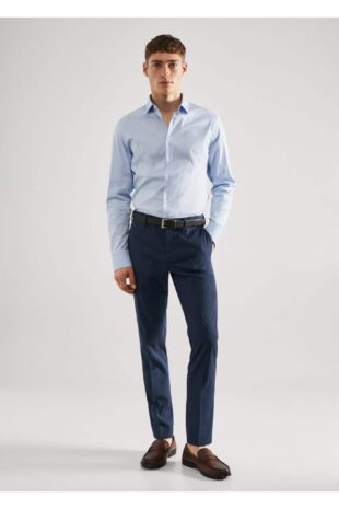 شلوار آبی فاق نرمال مردانه مانگو 57040675