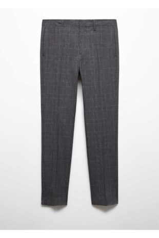 شلوار خاکستری فاق نرمال مردانه مانگو 57054761