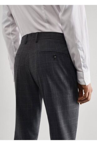 شلوار خاکستری فاق نرمال مردانه مانگو 57054761