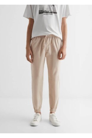 شلوار بژ فاق نرمال مردانه مانگو 47088253