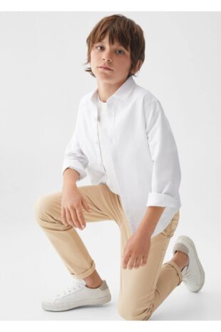 شلوار بژ فاق نرمال پسرانه مانگو 57001033