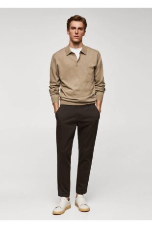 شلوار قهوه ای فاق نرمال مردانه مانگو 57040567