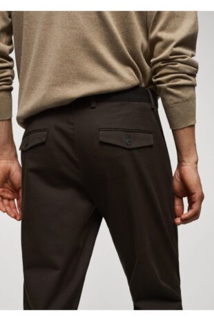 شلوار قهوه ای فاق نرمال مردانه مانگو 57040567