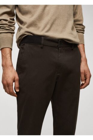 شلوار قهوه ای فاق نرمال مردانه مانگو 57040567