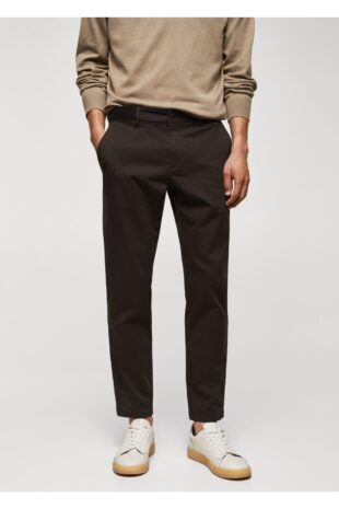 شلوار قهوه ای فاق نرمال مردانه مانگو 57040567
