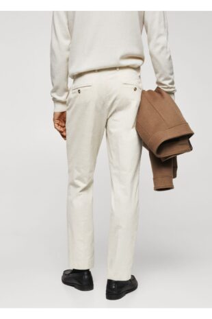شلوار سفید فاق نرمال مردانه مانگو 57067706