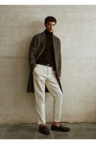 شلوار سفید فاق نرمال مردانه مانگو 57067706