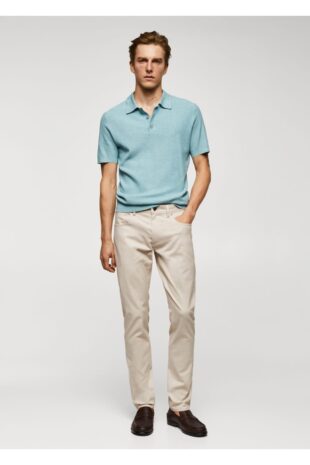 شلوار بژ فاق نرمال مردانه مانگو 57074385