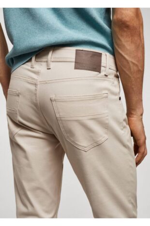 شلوار بژ فاق نرمال مردانه مانگو 57074385