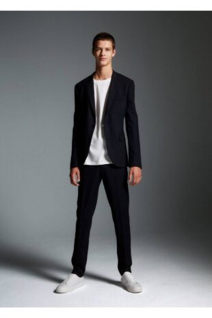 شلوار سیاه فاق نرمال مردانه مانگو 47010454