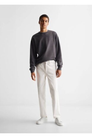 شلوار سفید فاق نرمال مردانه مانگو 47034004