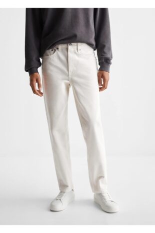 شلوار سفید فاق نرمال مردانه مانگو 47034004