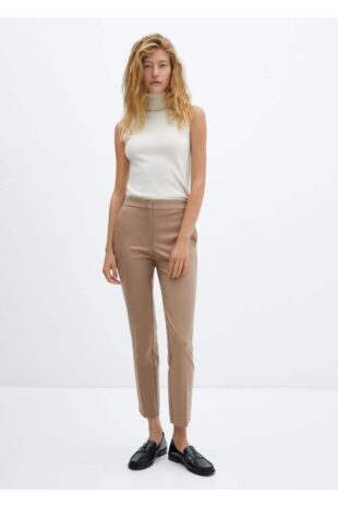 شلوار قهوه ای فاق نرمال زنانه مانگو 57006729