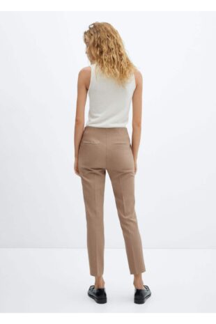 شلوار قهوه ای فاق نرمال زنانه مانگو 57006729