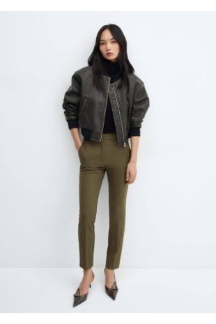 شلوار سبز فاق نرمال زنانه مانگو 57006729