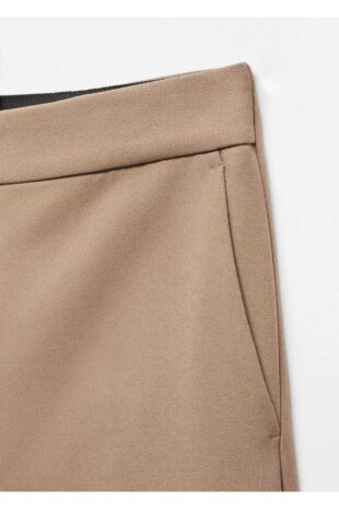 شلوار قهوه ای فاق نرمال زنانه مانگو 57006729