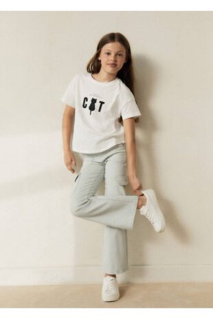 شلوار سبز فاق نرمال دخترانه مانگو 57073259