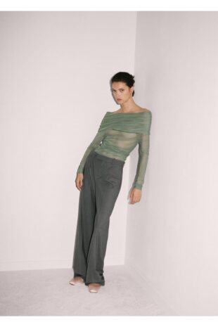 شلوار خاکستری فاق نرمال زنانه مانگو 57077761