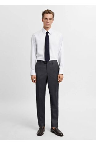 شلوار خاکستری فاق نرمال مردانه مانگو 57025971